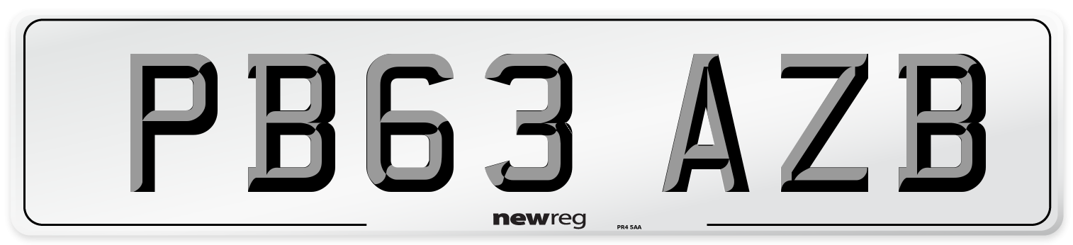 PB63 AZB Number Plate from New Reg